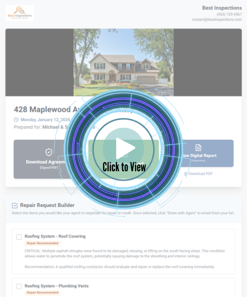Interactive sample home inspection report and AI-powered client portal demo for SpecuLink software.